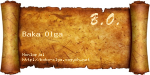 Baka Olga névjegykártya